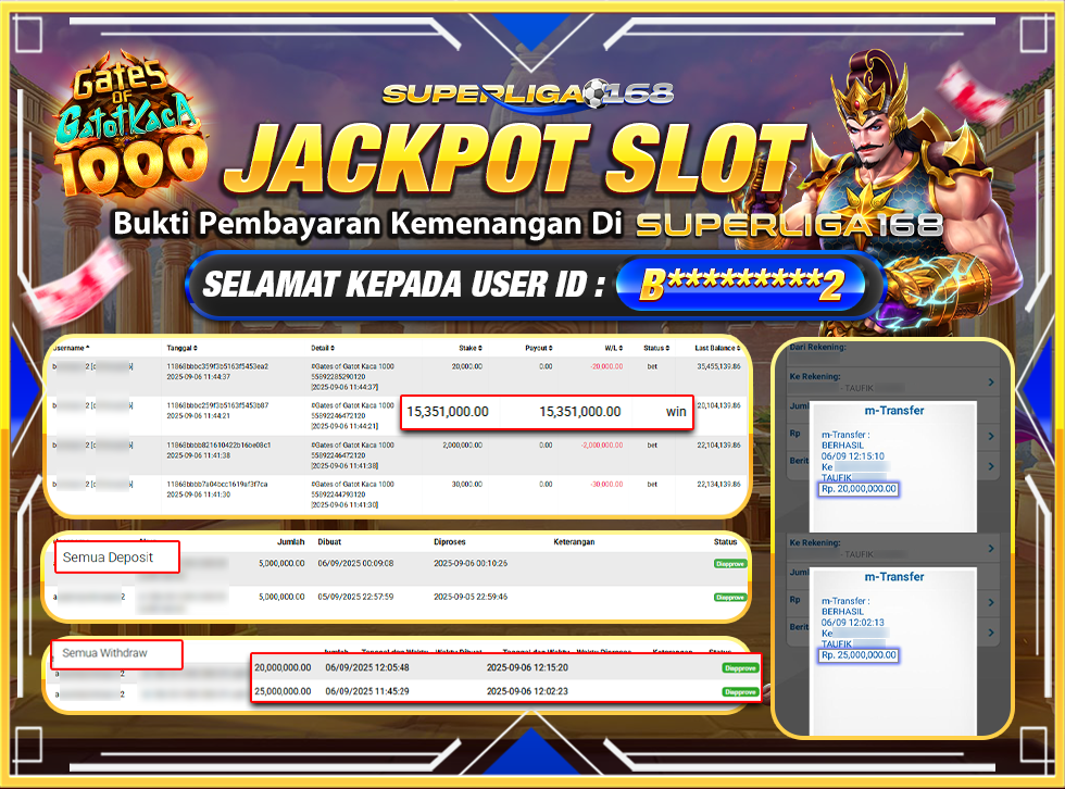 SUPERLIGA168 JACKPOT GATES OF GATOTKACA 1000 Rp.45,000,000-LUNASSS